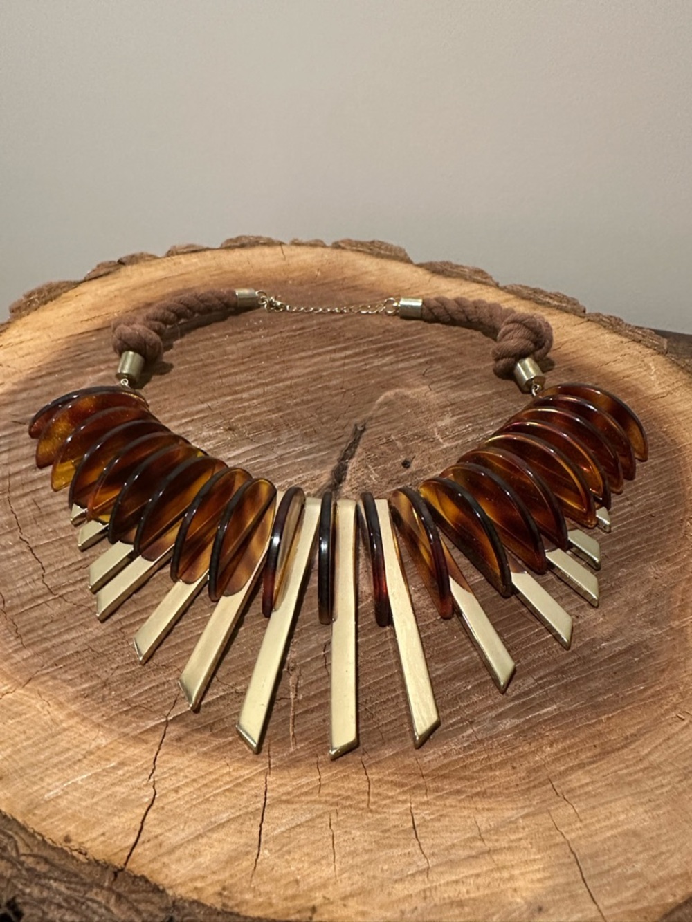 Tortoiseshell Statement Collar Necklace -